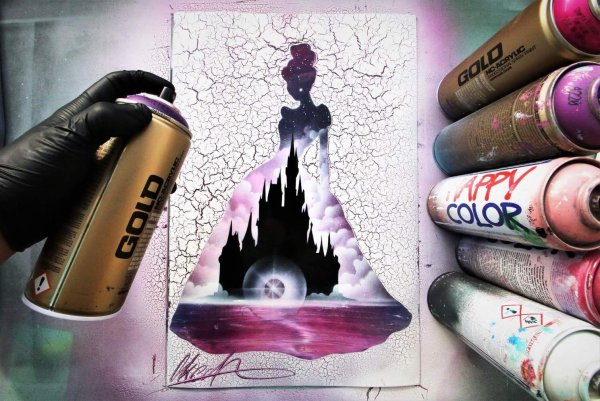 Рисунки баллончиком на бумаге