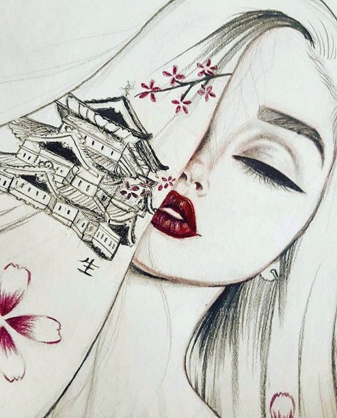 Рисунки девушек карандашом в стиле арт