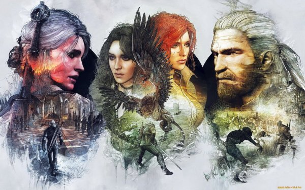 Ведьмак 3 Геральт и Цири Постер