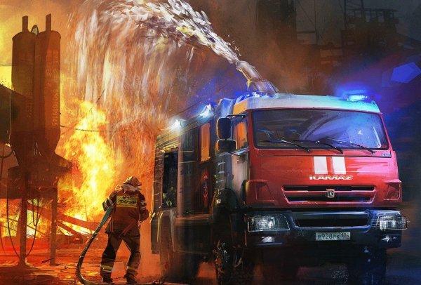 Пожарная машина арт