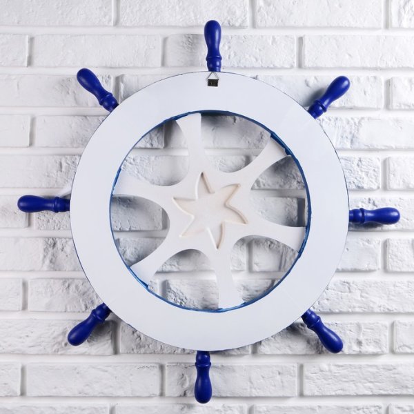 Штурвал сувенирный "добро пожаловать на борт" синий 62см