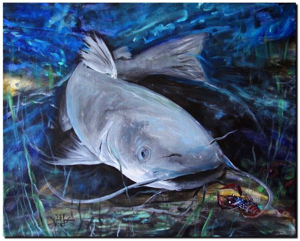 Живопись рыба сом