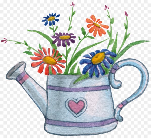 Рисование лейка с цветами