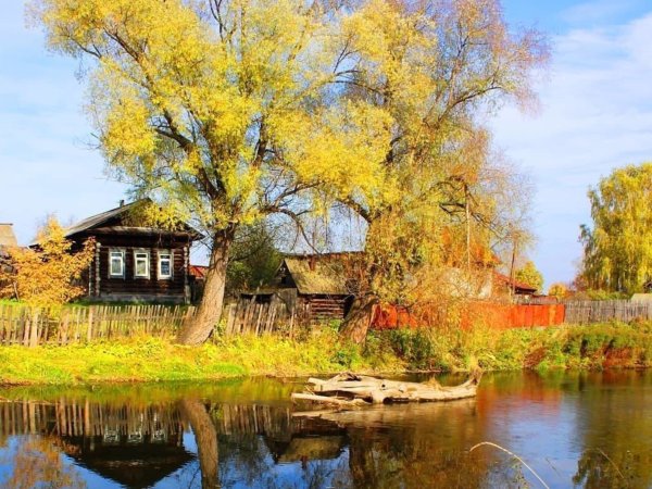 Осень деревня прясла
