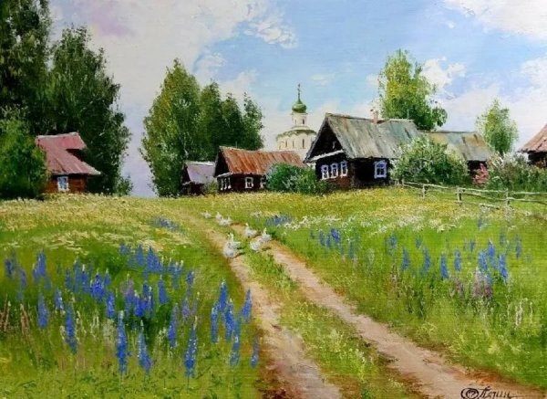 Художник Олег Пятин картины деревня