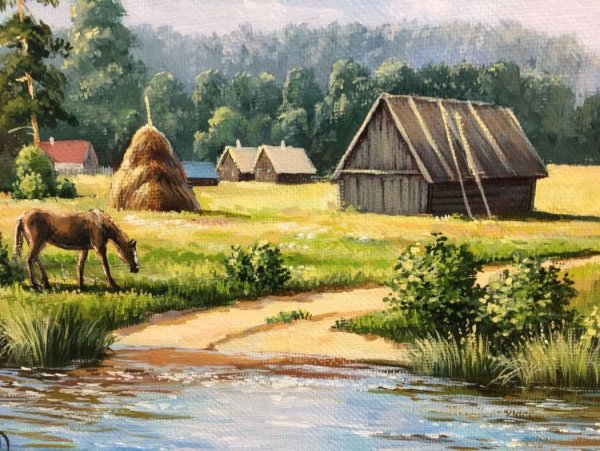 Сельский пейзаж живопись