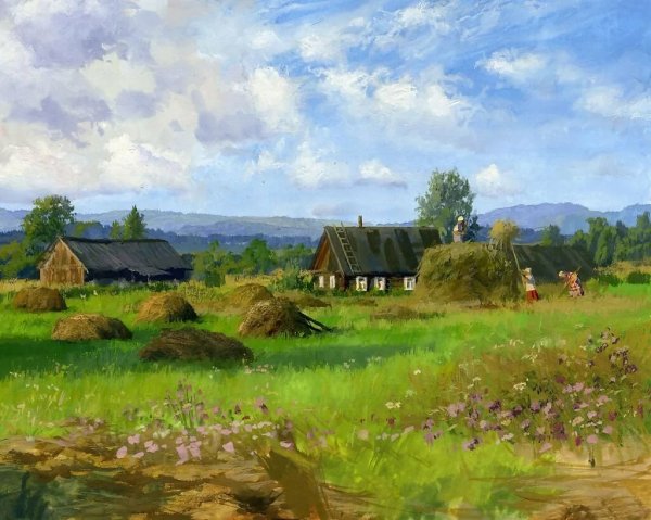 Летние пейзажи маслом живопись деревня Владимир Жданов