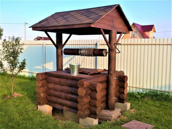 Домик для колодца из бревна