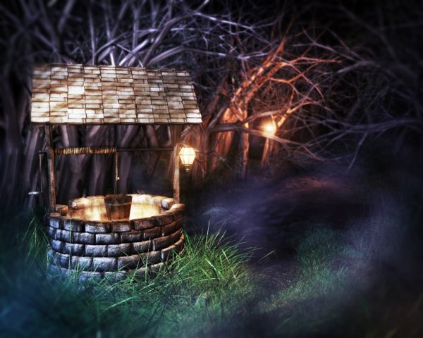 Деревянный колодец на прозрачном фоне