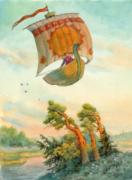 Летучий корабль с крыльями рисунок