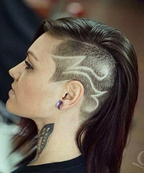 Женские стрижки с выбритыми узорами