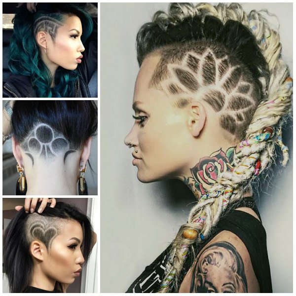 Прически с выбритыми частями женские