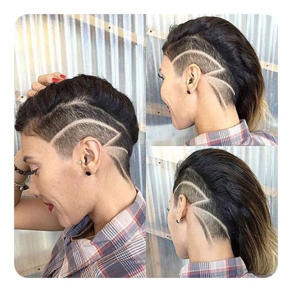 Стрижка с выбритыми узорами на висках