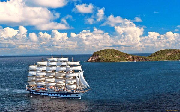 Морской пейзаж с кораблем