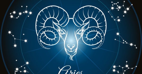 Знак зодиака Овен на черном фоне