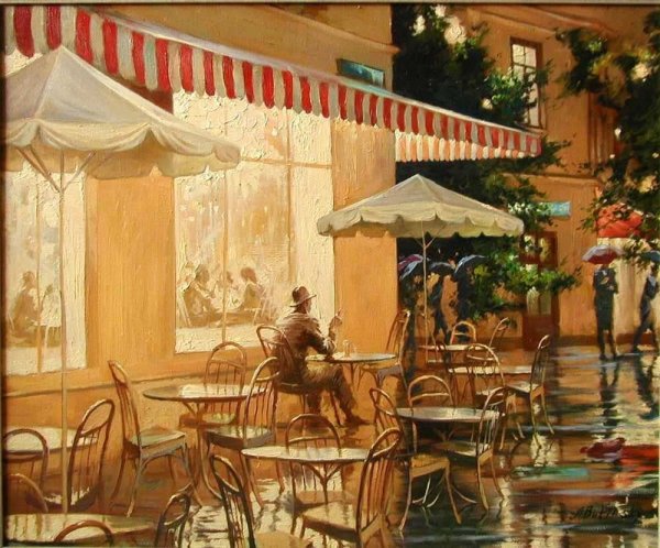 Кафе на старых улочках Италии живопись