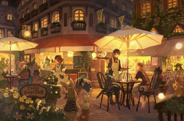 Кафе в мультяшном стиле