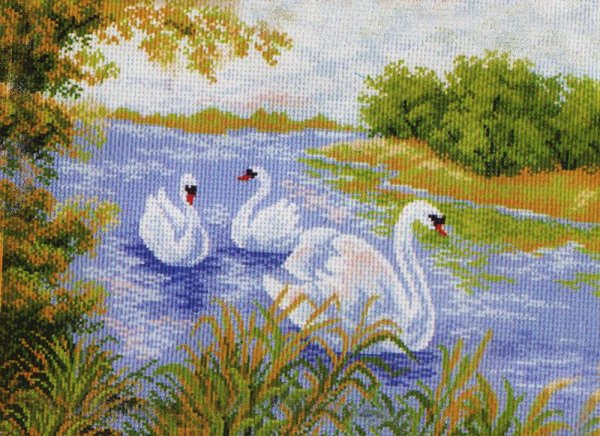 Вышивка Лебединое озеро чудесная игла