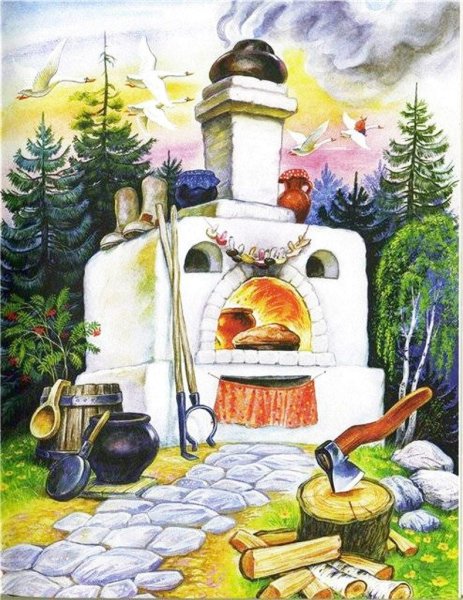 Гуси лебеди печка