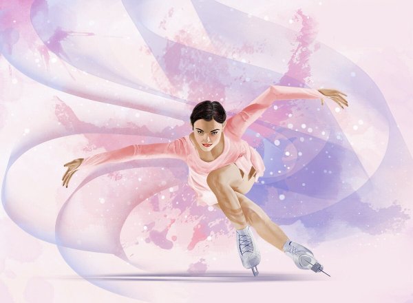 Фигуристка акварель