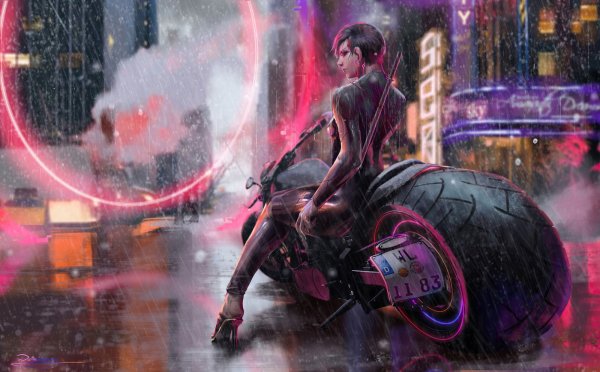 Cyberpunk барышня Sci-Fi