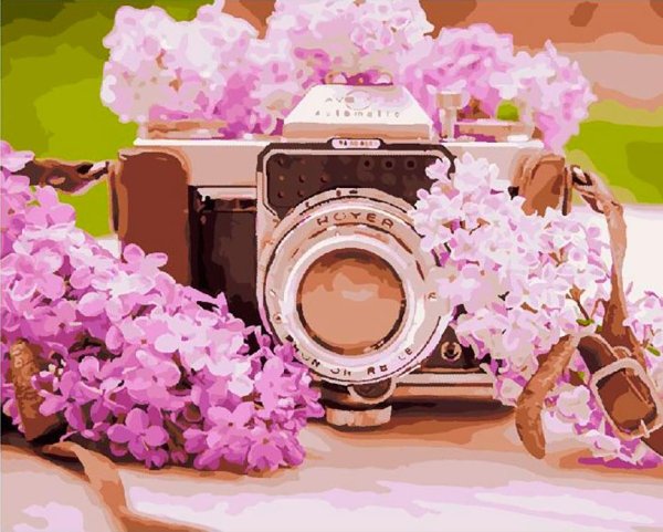 Фотоаппарат с цветами