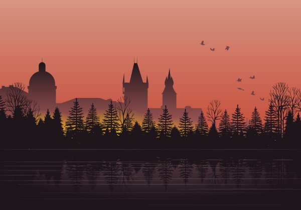 Силуэт Праги вектор