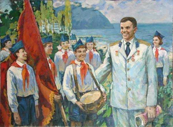 Юрий Гагарин и пионеры