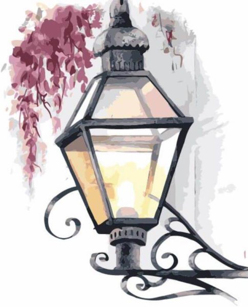 Уличный фонарь акварель