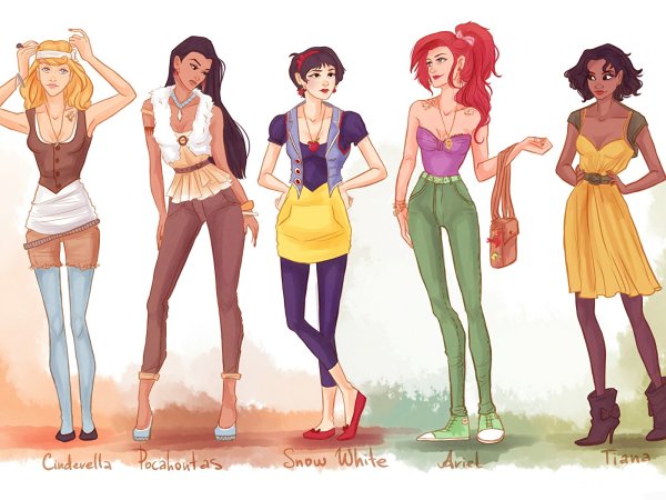 Принцессы Дисней в современном стиле в полный рост
