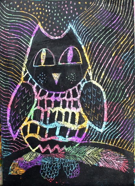 Граттаж попугай