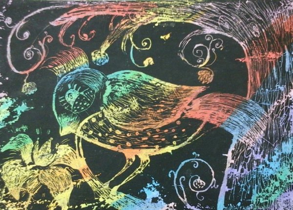 Техника граттаж пейзаж