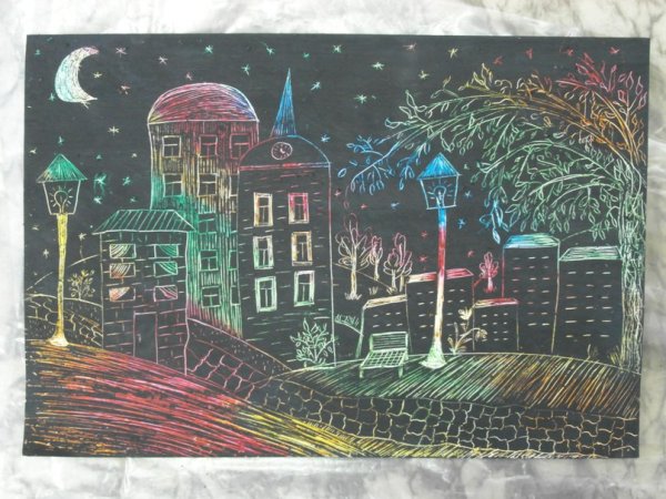 Граттаж медузы