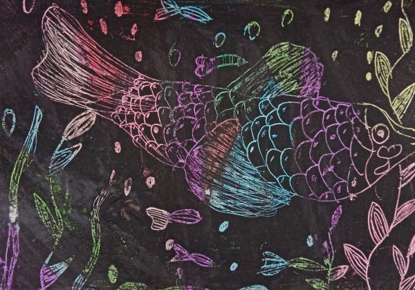 Граттаж техника замок