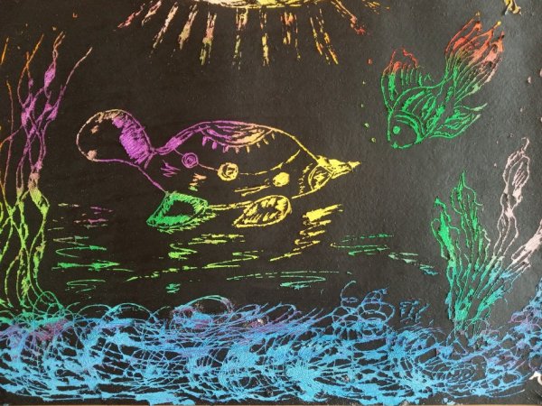 Граттаж заколдованный лес