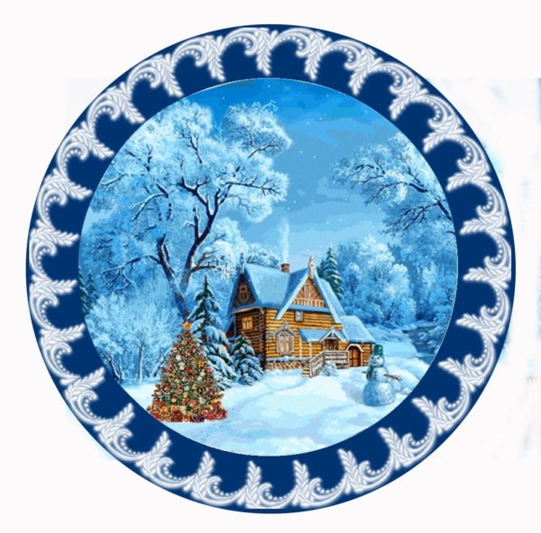 Зимний пейзаж круглый