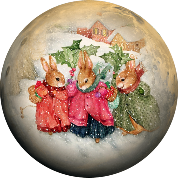 Елочный шар декупаж с кроликом