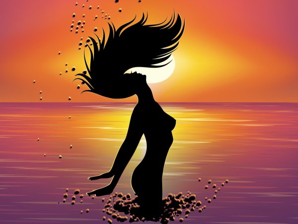 Девушка на закате рисунок