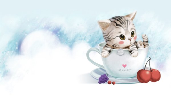 Обои с нарисованными котиками
