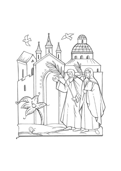 Вербное воскресенье раскраска