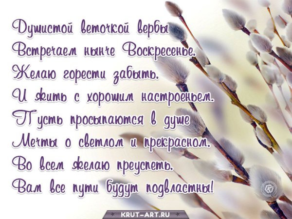 Веточка вербы открытка