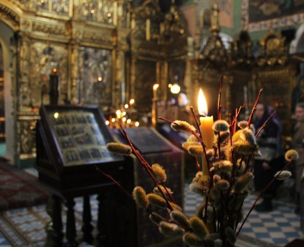 Вечерняя служба Вербное воскресенье Знаменский собор