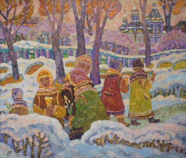 Художник Ольга Денисенко Вербное воскресенье