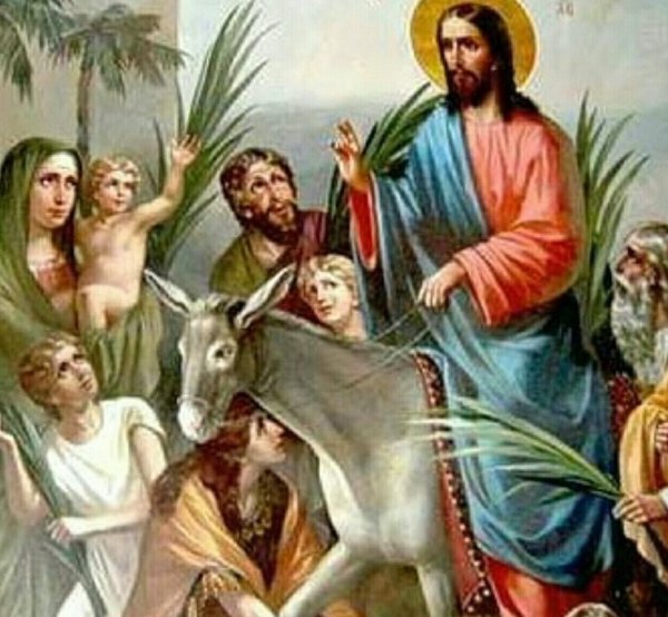 Иисус Христос въезжает в Иерусалим на осле