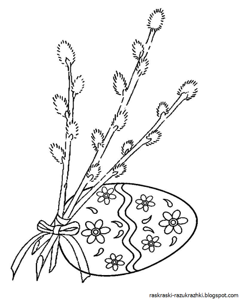 Верба раскраска для детей