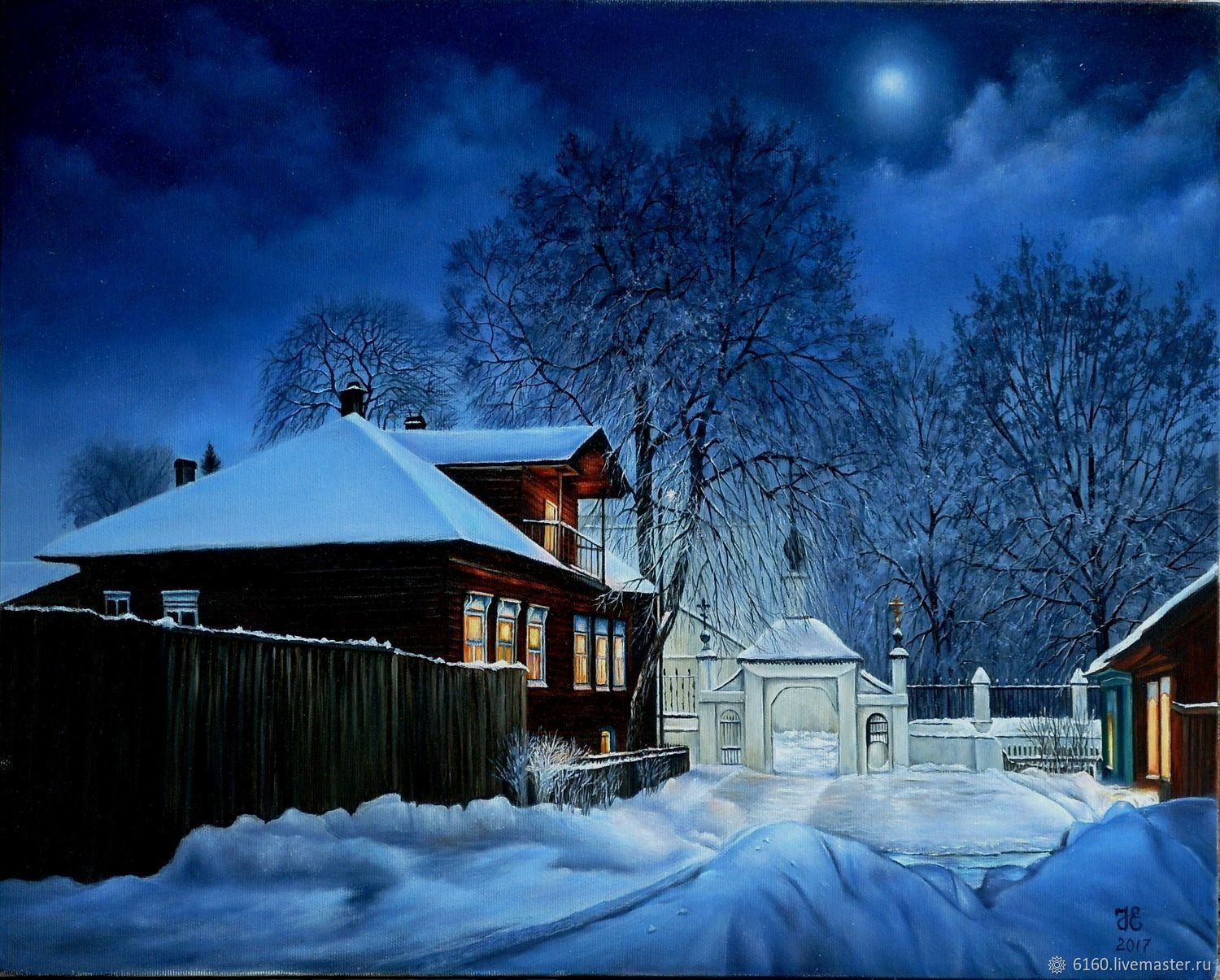 Прочитать зимний вечер. Зимняя ночь в деревне Никитин. Зима , ночь , деревня , храм.. Деревня зимой. Зима в деревне.