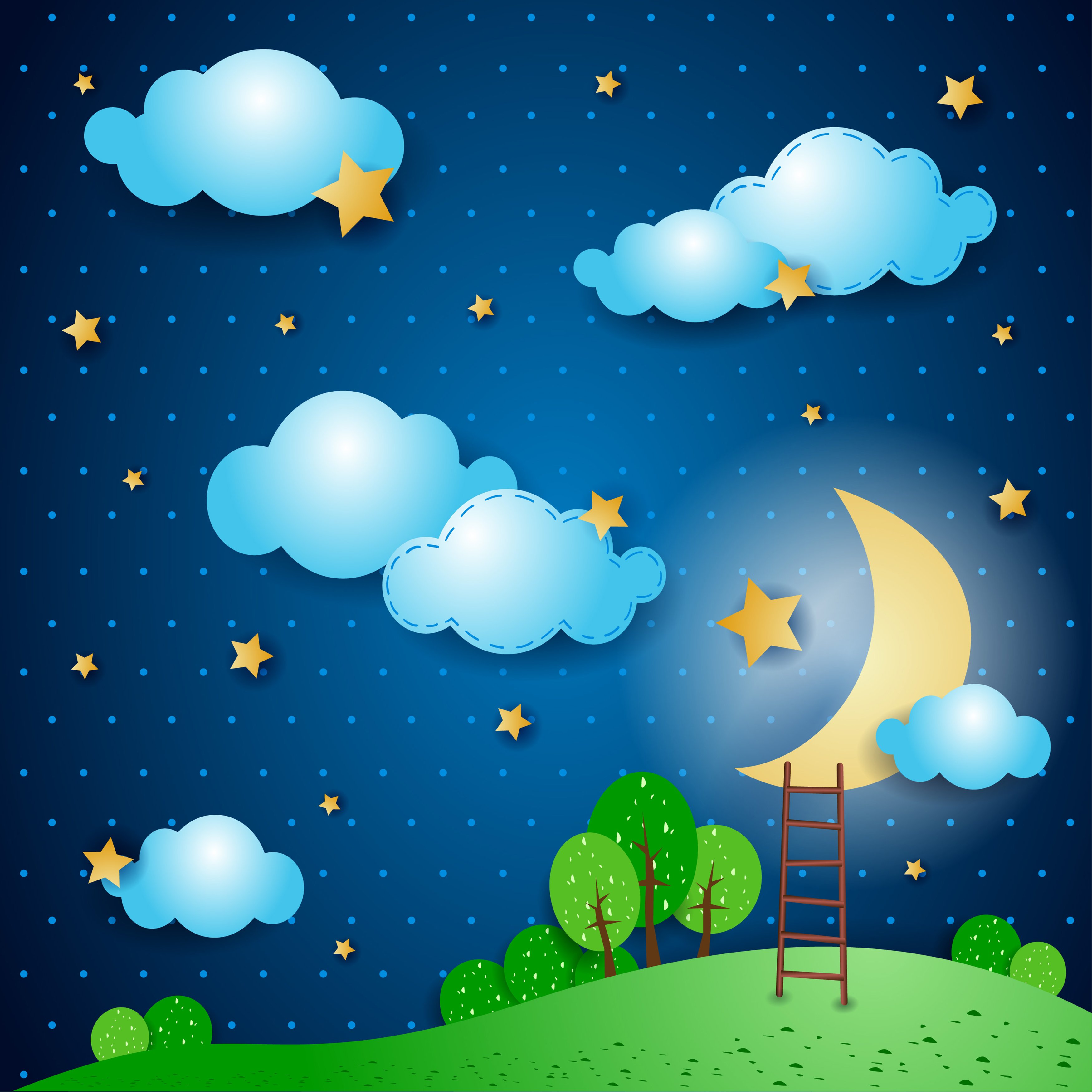 Ночь с облаками и звездами детские