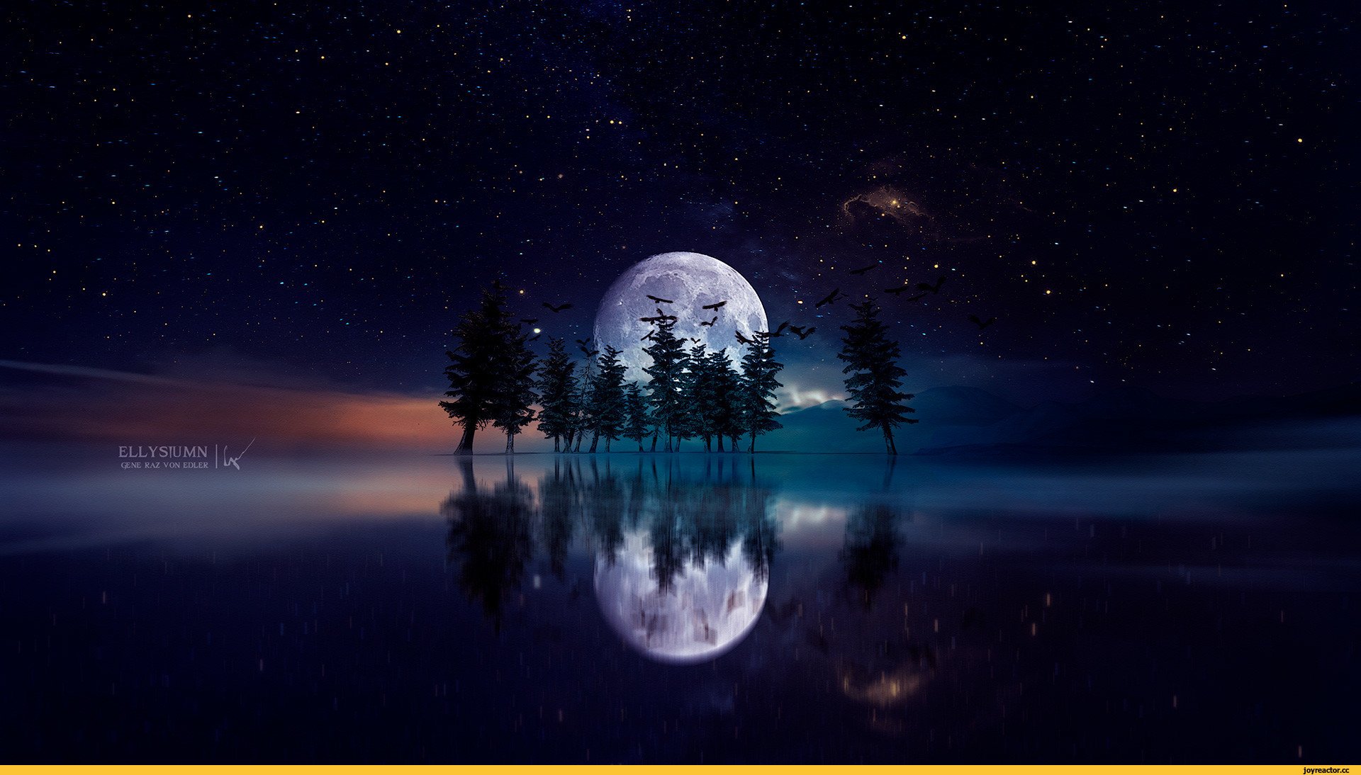 Озаренные сиянием луны. Звездное небо с луной. Лунная ночь. Ночной пейзаж. Ночное небо с луной.