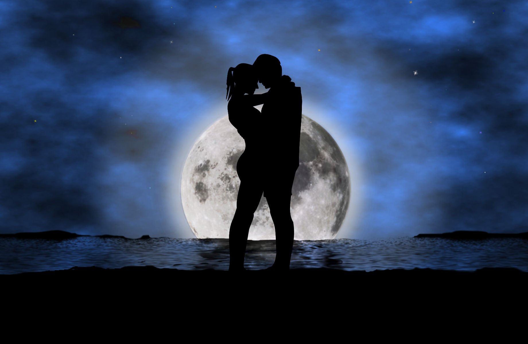 Песня на ночь девушке. Влюбленные на фоне Луны. Пара на фоне Луны. Влюбленные ночью. Влюбленная пара на фоне Луны.