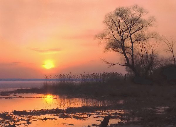Закат на Учинском водохранилище